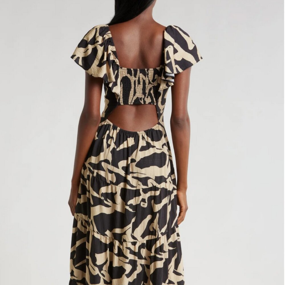 MELLODAY Printed Smocked Waist Maxi Sundress